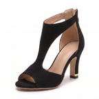 Zola Print T-Strap Heel - Midnight Black
