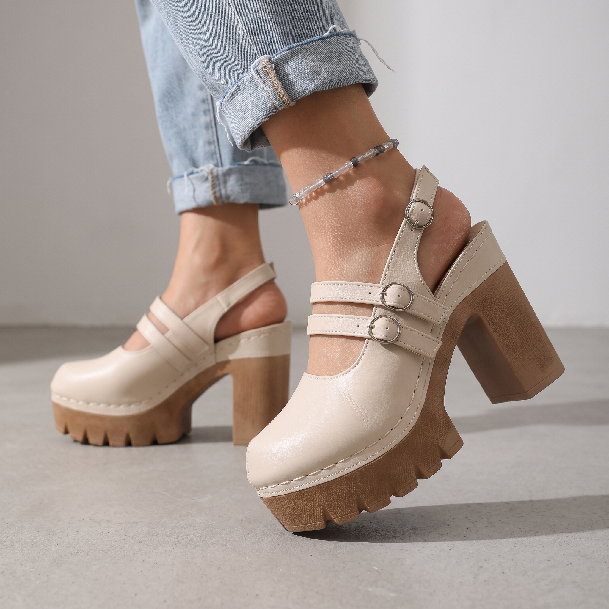 Mira Lug Mary Jane - Camel Gold
