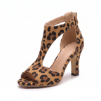 Zola Print T-Strap Heel - Leopard Print