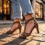 Zola Print T-Strap Heel - Leopard Print