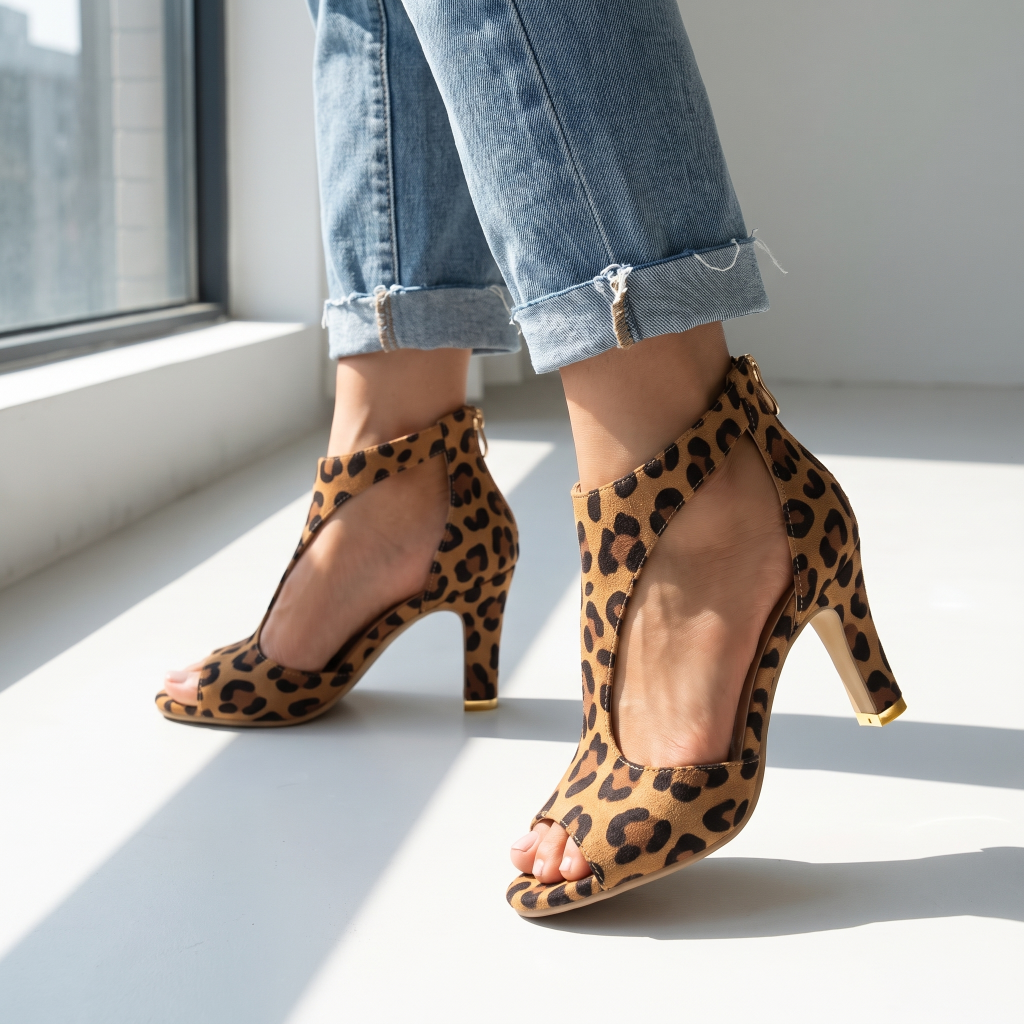 Zola Print T-Strap Heel - Leopard Print lifestyle