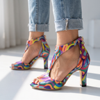 Zola Print T-Strap Heel - Kaleidoscope Print lifestyle
